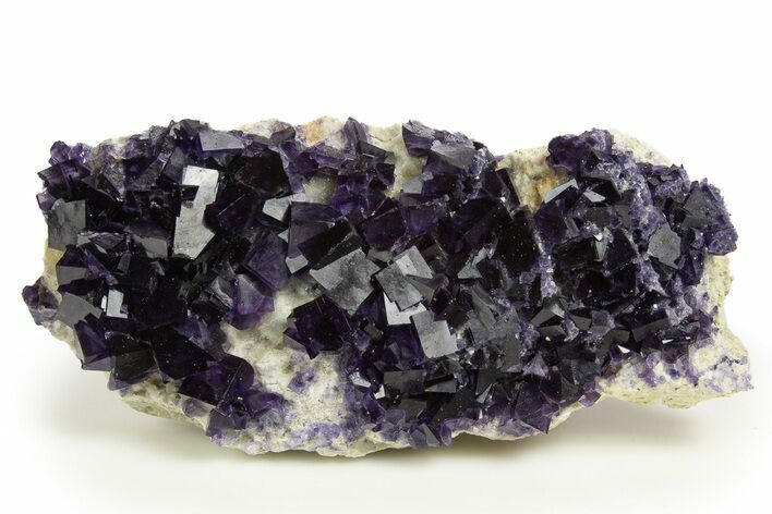 Pristine Purple Fluorite Crystals on Druzy Quartz - China #322833